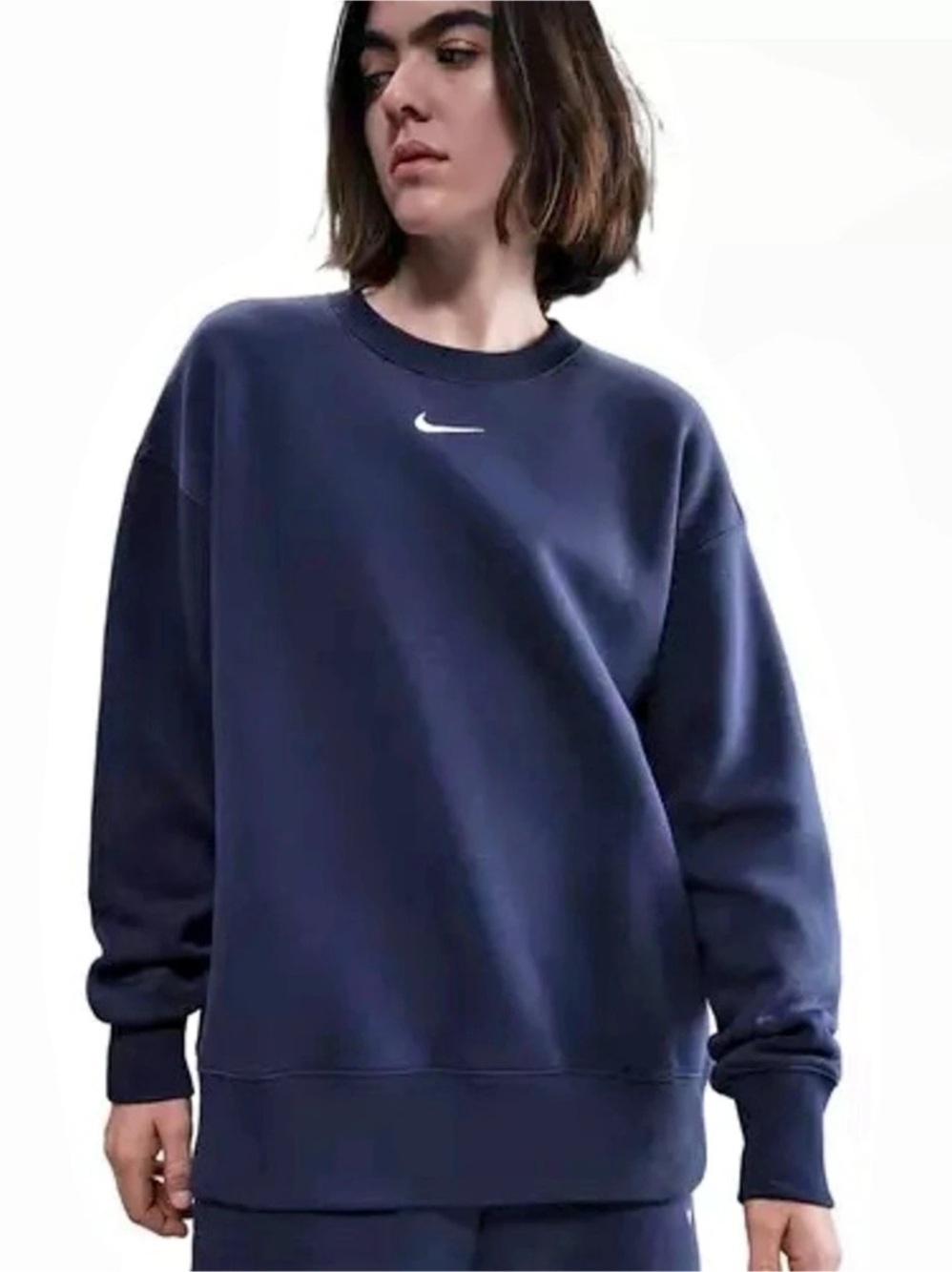 Nike Phoenix Fleece Oversized Crew Sweatshirt Navy Blue